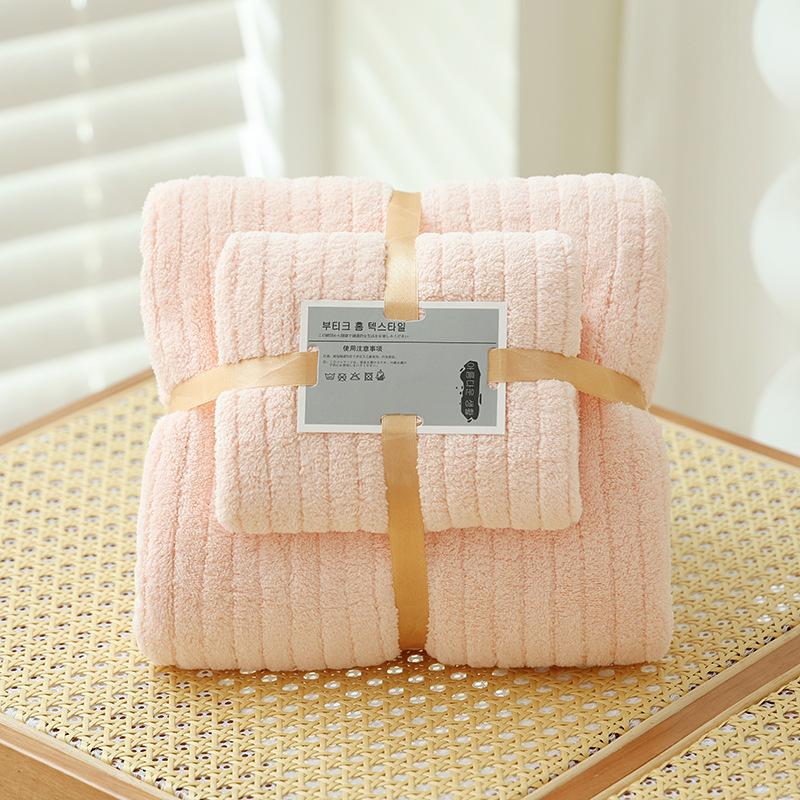 Coral fleece bath towel set washcloth 30x70 and 70x135cm, available in multiple colors, 2sets