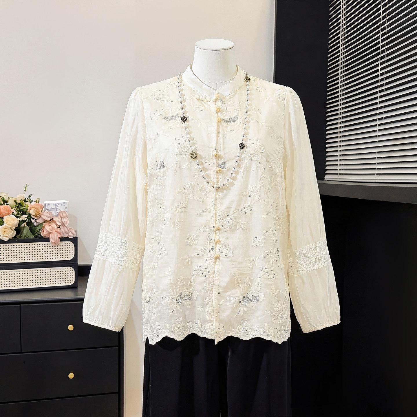 

Stylish Embroidered Chinese-Style Shirt for Women - Petite, Loose, Slimming, Perfect for Spring, Summer, Autumn - Ideal Mother s Day Gift 3XL (recommended 135-150 jin)