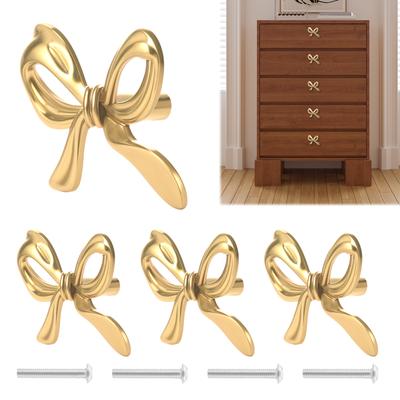 2/4/6 Stück Schleifenform Schubladengriff Gold Messing Schrankgriffe Küchenschrank Griffe Kleiderschrank Schubladengriffe Möbelgriff Beschläge