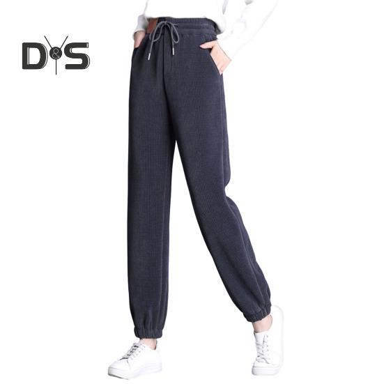 

Женские зимние осенние брюки из плотного плюша с эластичной резинкой на талии и карманами, с резинкой на щиколотке, термостойкие, устойчивые к холоду, однотонные, свободные женские повседневные шаровары 3XL темно-серого