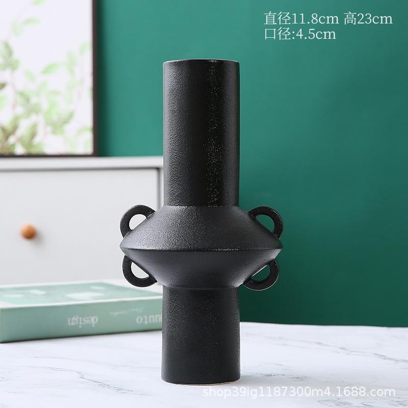 Black and White Ceramic Vase Creative Modern Home Flower Arrangement Light Luxury Soft Decoration High-end Ornament