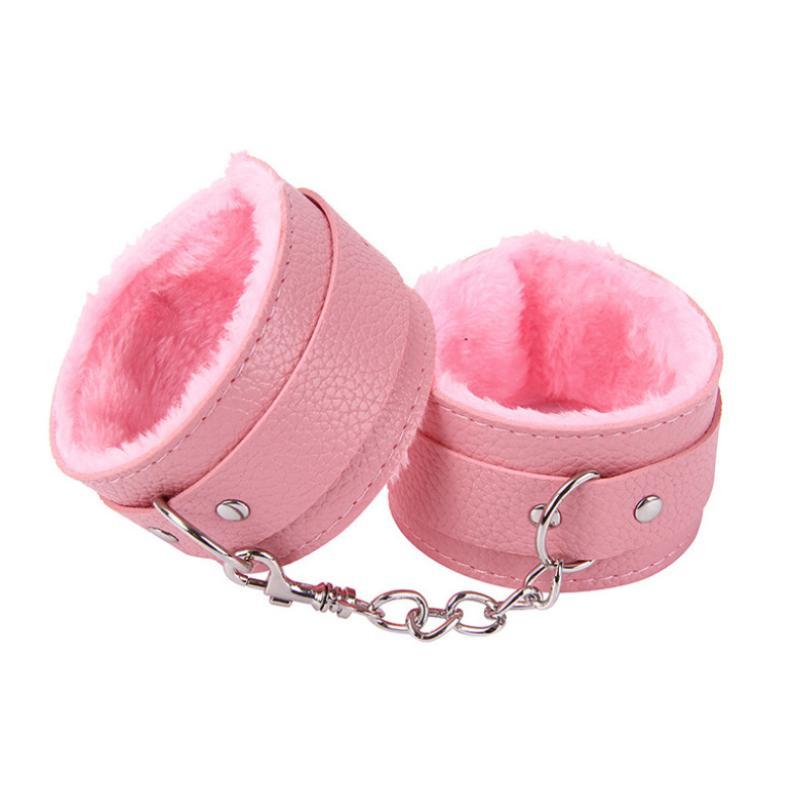 Nylon Color Wrist Cuffs Soft Plush Lining Adjustable Metal Buckle For Couples Bedroom Play