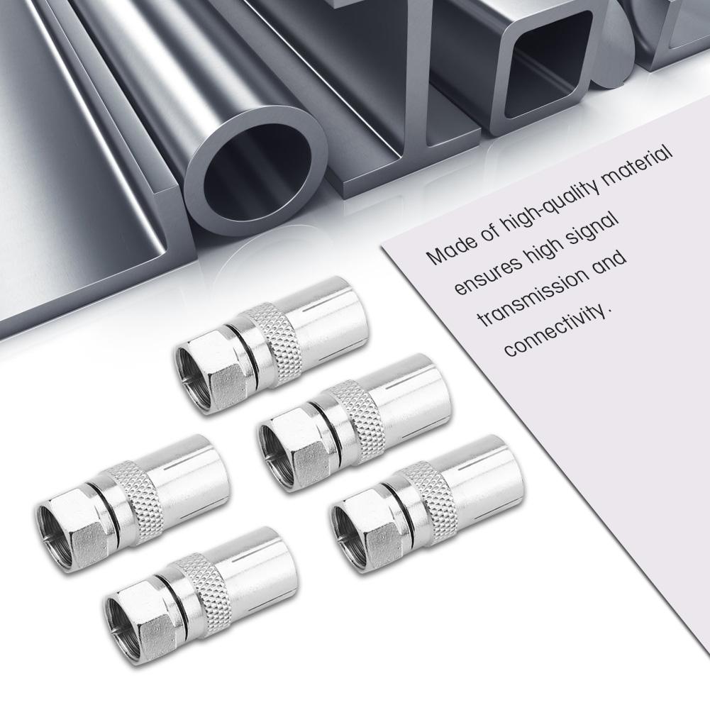 5 peças F Tipo Macho Plugue Conector Soquete para RF Coaxial TV Antena Adaptador Conector