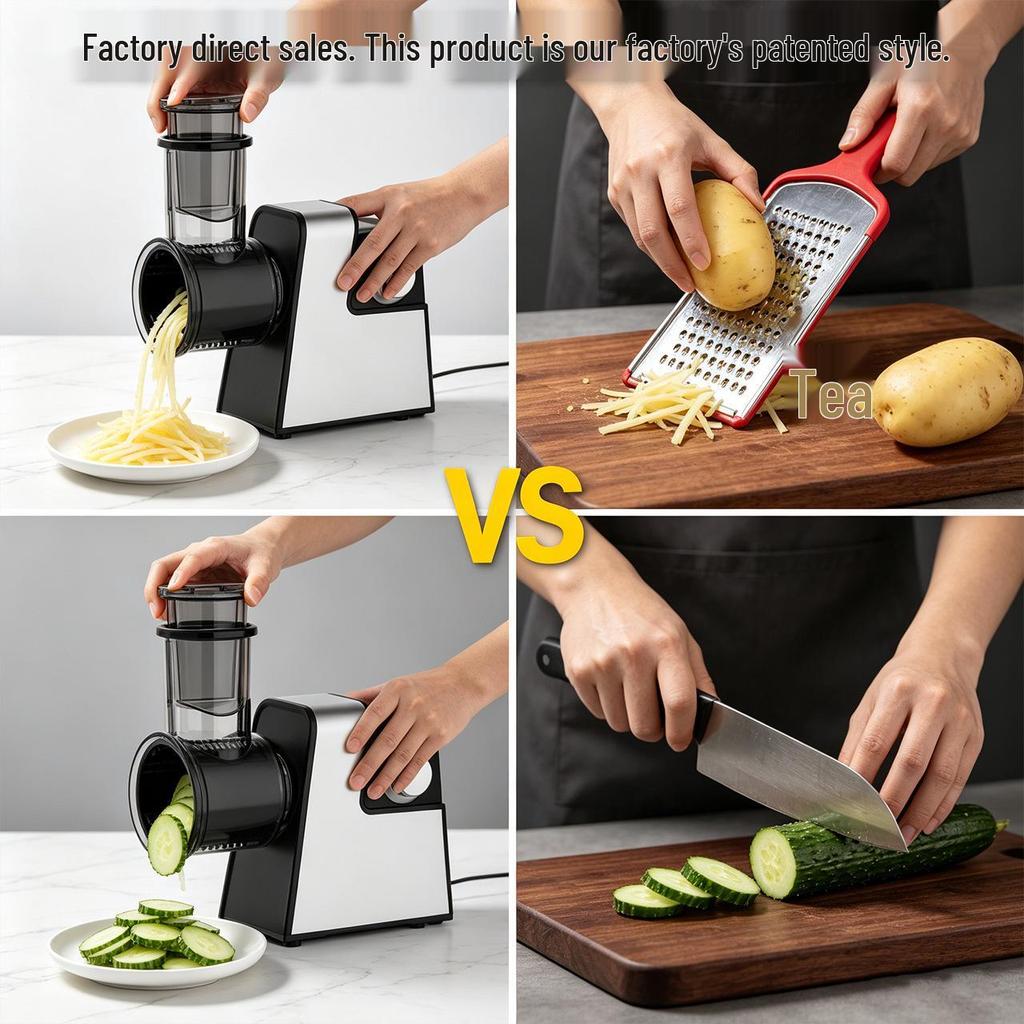 Dual-Speed Multifunction Electric Vegetable and Meat Grinder with Sausage Stuffer & Slicer