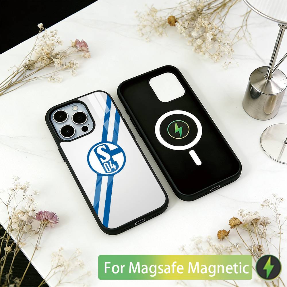 

S-Schalke 04-PC Phone Case For iPhone17,16,15,14,13,12,11 Plus,Pro Magnetic For Magsafe Wireless Charging iPhone15Pro