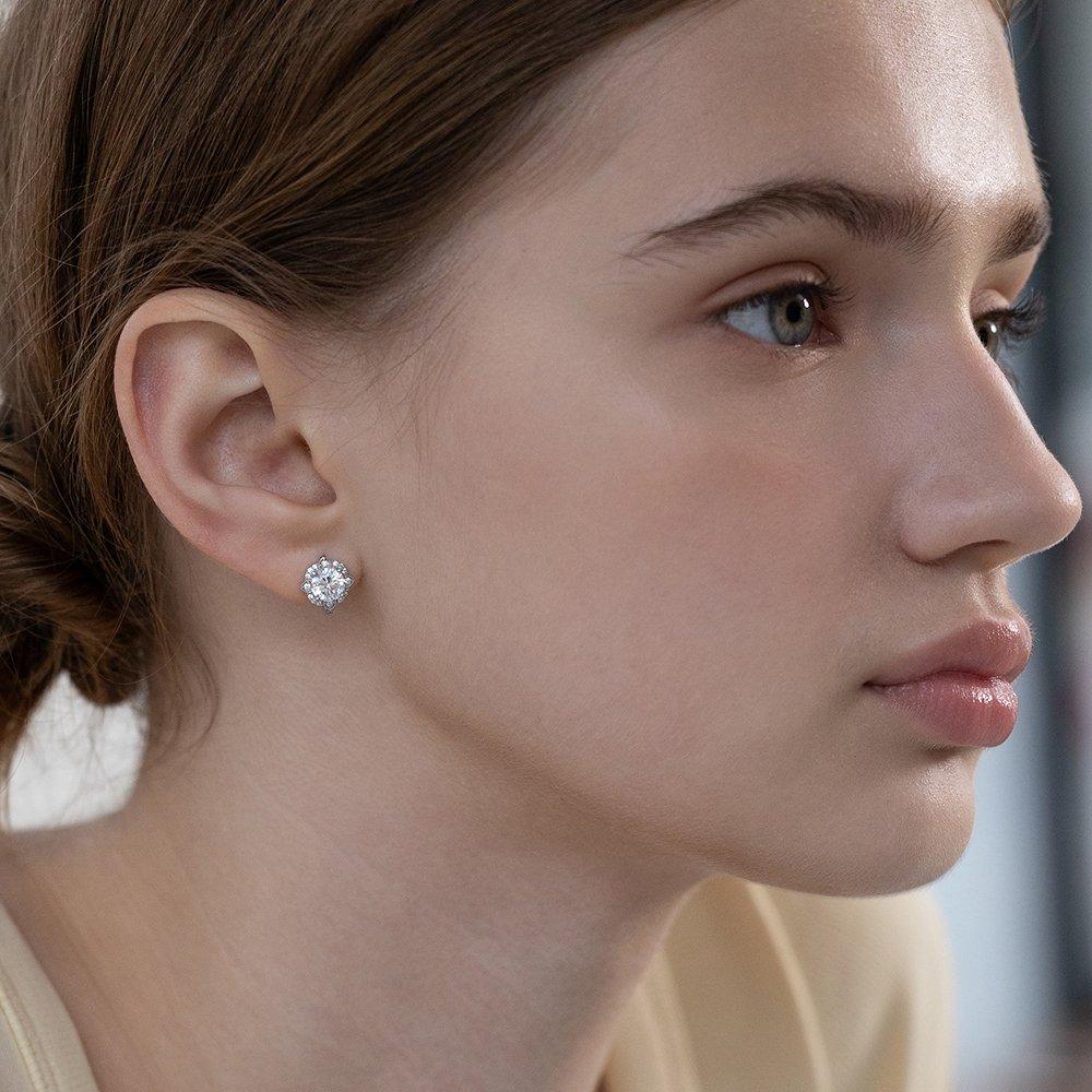 (925 Silver) Rust Bloom Cushion Hoop Earrings Ec3187