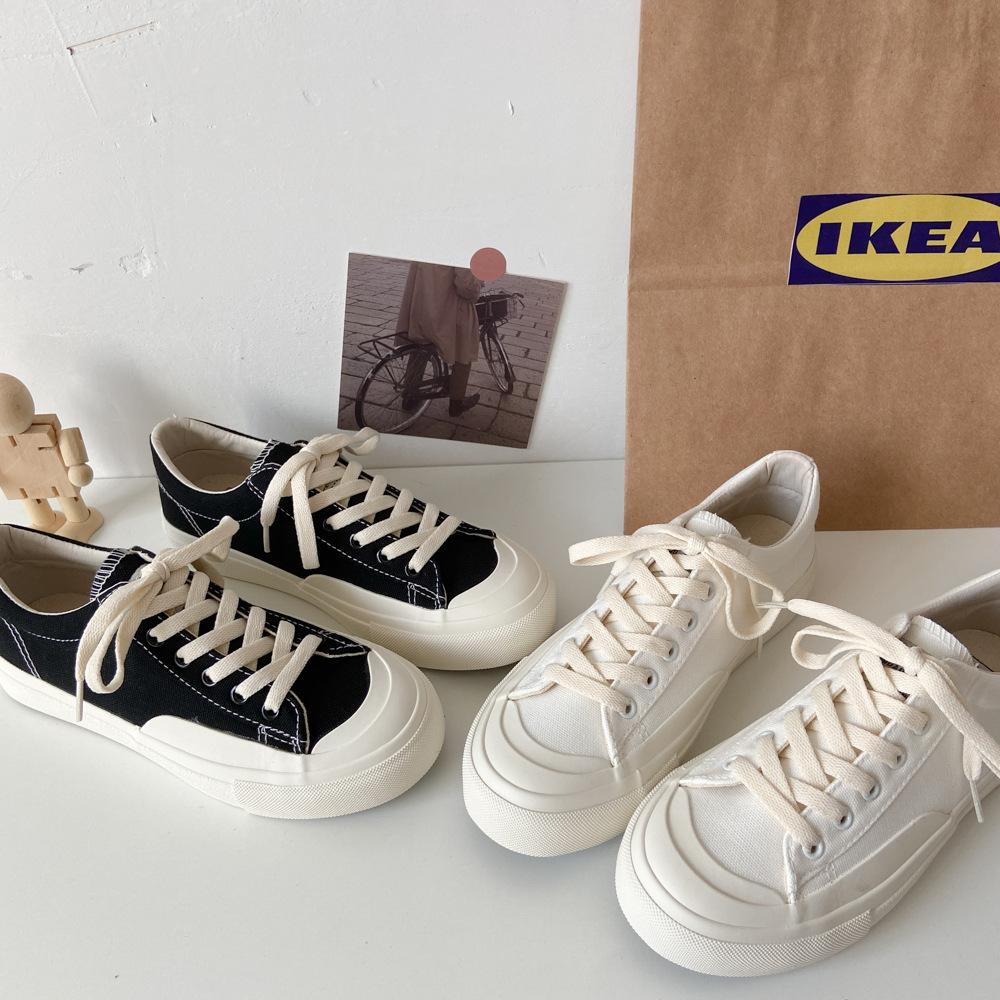 F76 Pink Canvas Shoes Women's Ins Tide Low-top Retro Hong Kong Flavor Explosion Casual Board Shoes College Style White Shoes