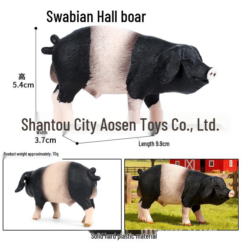 Children's Wildlife Model: Plastic Pig Figurines (Domestic Pig, Large White Pig, Vietnamese Pig, Babirusa, Wild Boar)
