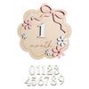 Baby Monthly Milestone Ornaments, Wooden Growth Markers with 3D Bow And Flower Decoration, Baby Monthly Milestone Cards for Baby Photos Keepsake