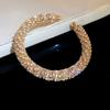 Gold Cuff Bracelet Round Open Bangle Luxury Rhinestone Bangle  Ladies