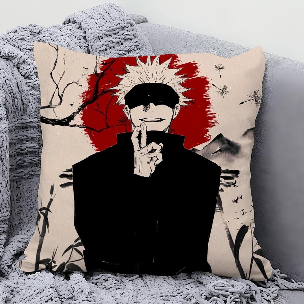 1Pc Satoru Gojo Anime Jujutsu Kaisen Pillow Case Square Pillow Bedroom Sofa Leisure Cushioncar Living Room Home Decoration 40X40