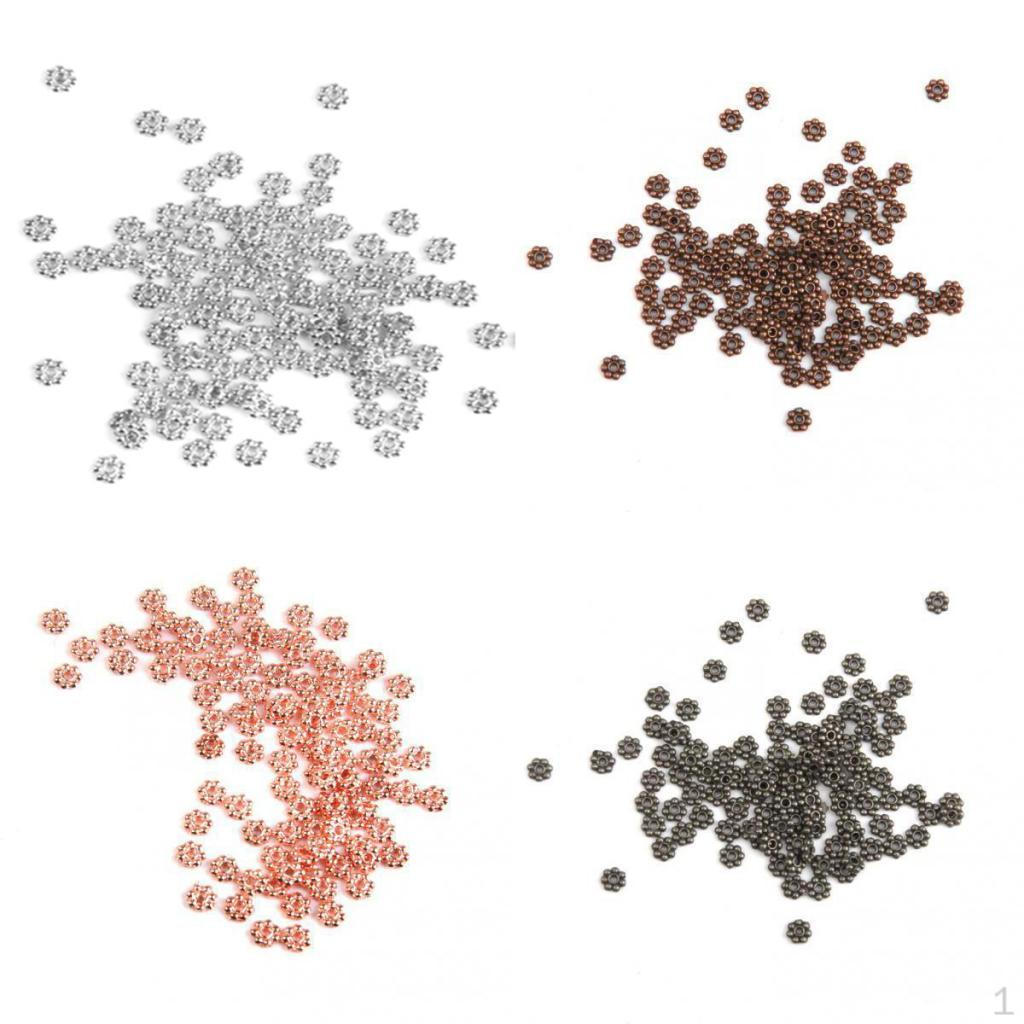 

400 шт. Шармы Розовое золото, Медь, Серебро, Черный Снежинка, Маргаритка Разделительные бусины 4 мм