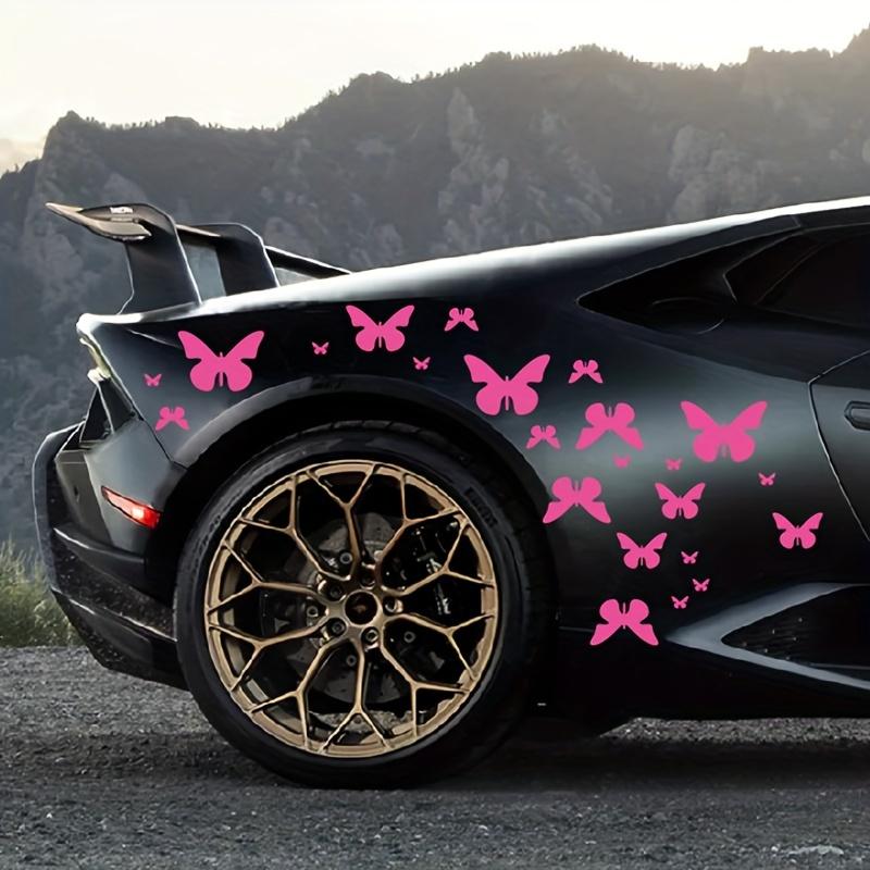 62 шт. Розовые наклейки на автомобиль с бабочками - Виниловые наклейки из ПВХ для бампера, боковой двери и стайлинга кузова, Водонепроницаемые и прочные, с праздничной тематикой для Хэллоуина,