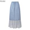 ZANZEA Women Casual Back Elastic Waist Patchwork Floral Skirts