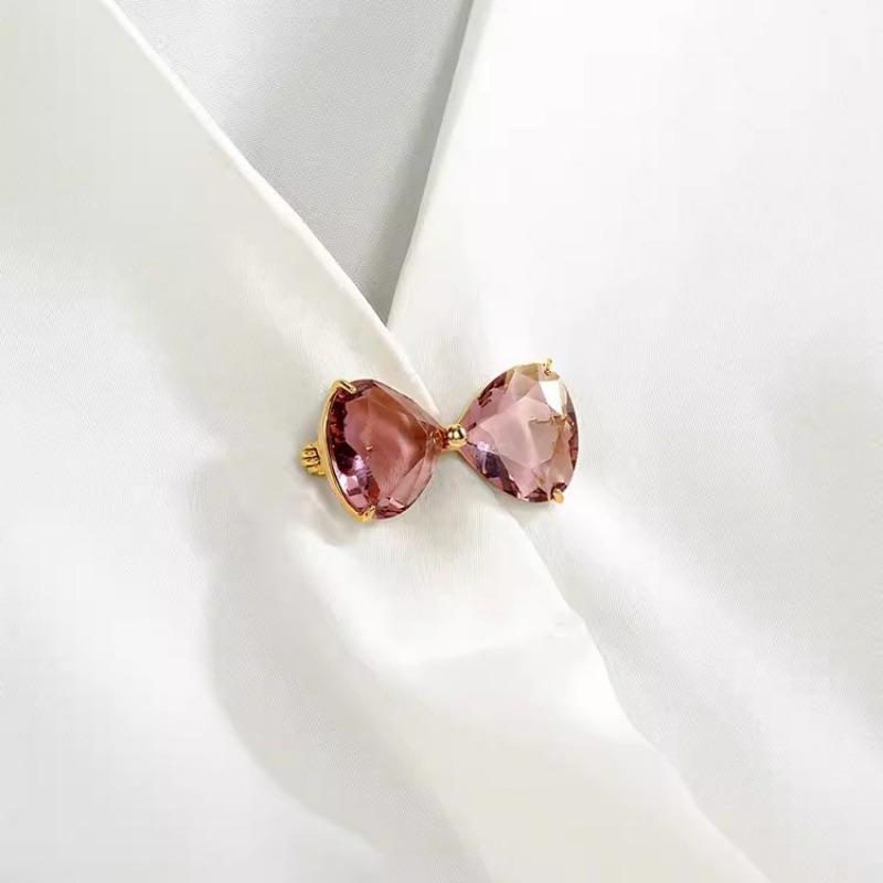 Nádherná Brož s Křišťálovou Mašlí proti Oslnění, Vysoce Kvalitní Módní a Jednoduchý Špendlík na Výstřih pro Ženy