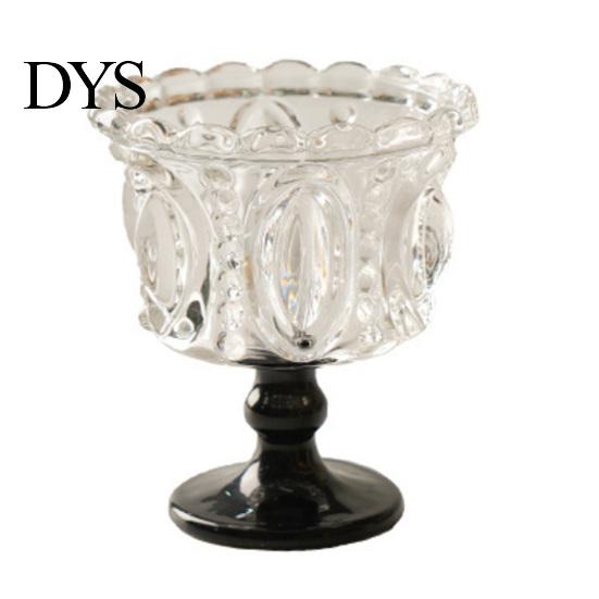 Vintage Style Drinking Glass Dessert Cup, Embossed Ice Cream Bowl, Thickened Footed Sundae European Pattern Cup Bowls for Cream, Yogurt, Parfait, A