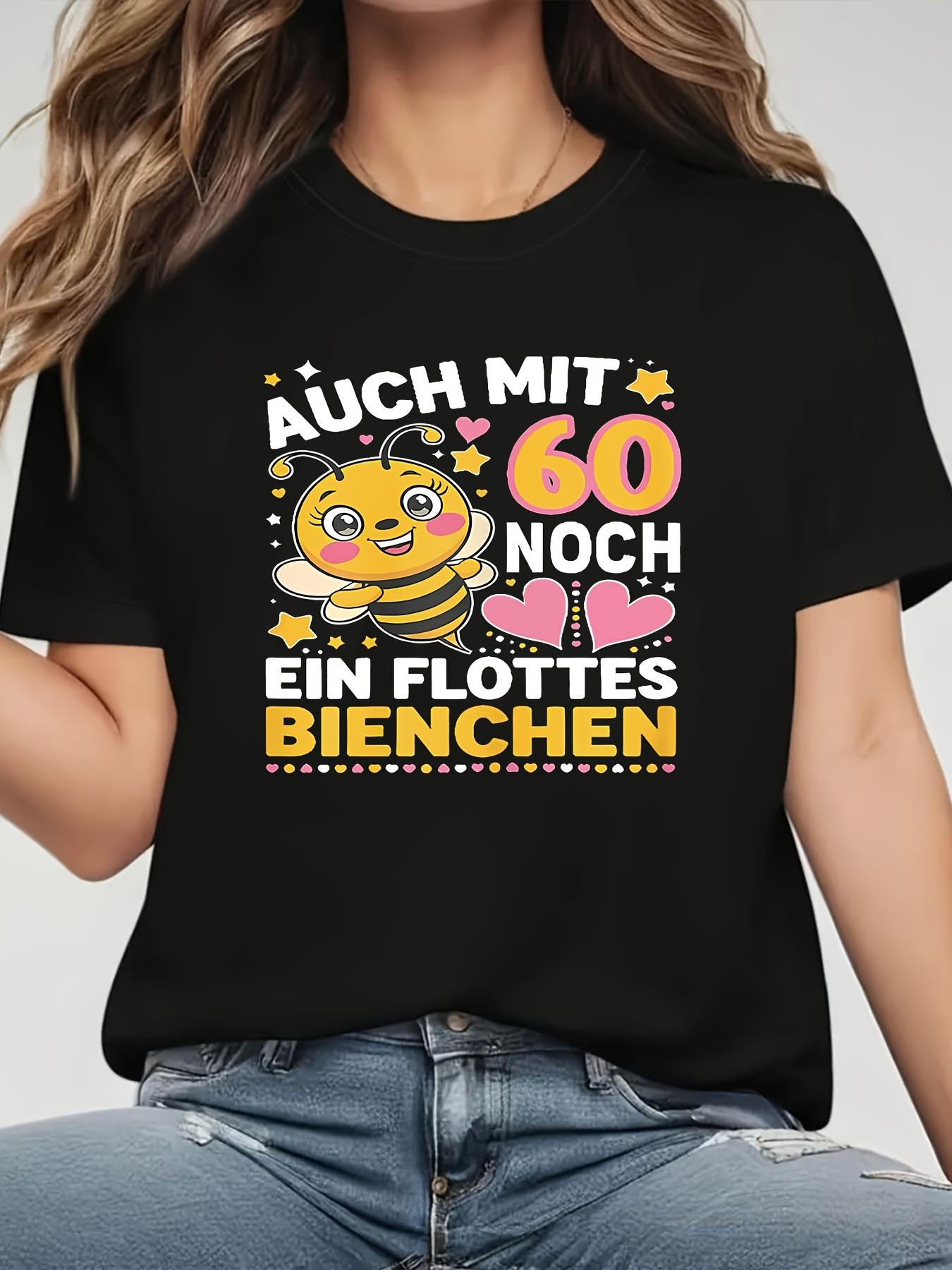

Even at 60, a Lively Little Bee Graphic Print Women S T-Shirt, Short Sleeve Crew Neck Casual Top for Summer And Spring, Women S Clothing 5XL різнокольоровий