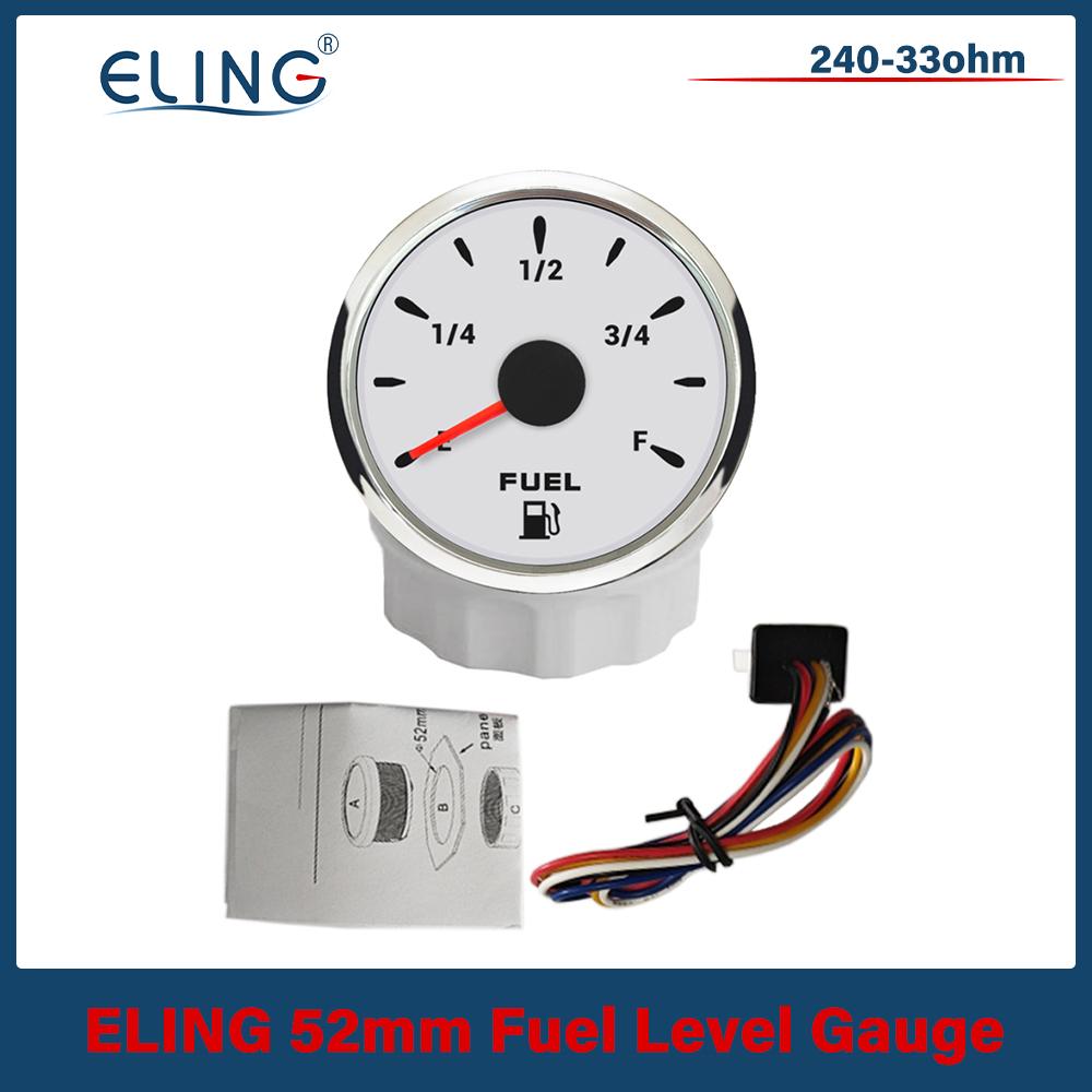 Car Truck Boat Motorcycle Universal 52mm Fuel Level Gauge Meter 0-190ohm 240-33ohm Signal with 7 Colors Backlight 12V 24V