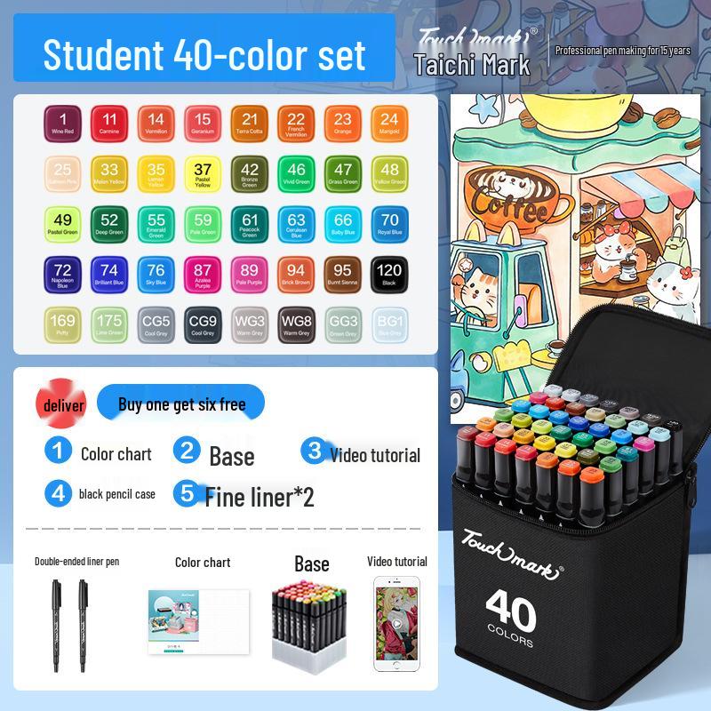 Dual-Tip Art Marker Set - 120 Colors, Hard Tip, Oil-Based for Students