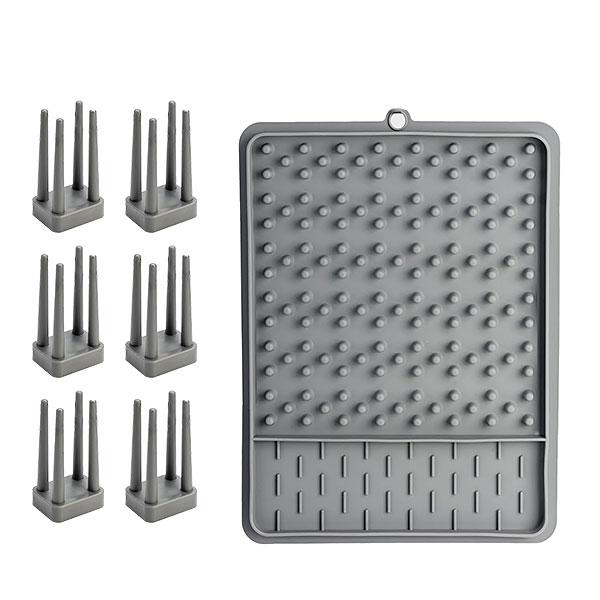 

Силиконовая сушилка для посуды Регулируемая подставка для тарелок, мисок, чашек Держатель для столовых приборов Сушилка для посуды Дренажная доска Кухонный органайзер серый