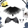 Halloween Rainbow Costume Set Devil Cosplay Costume Accessories for Kids Girl, Including Headband, Wing, Skirt, and Wand