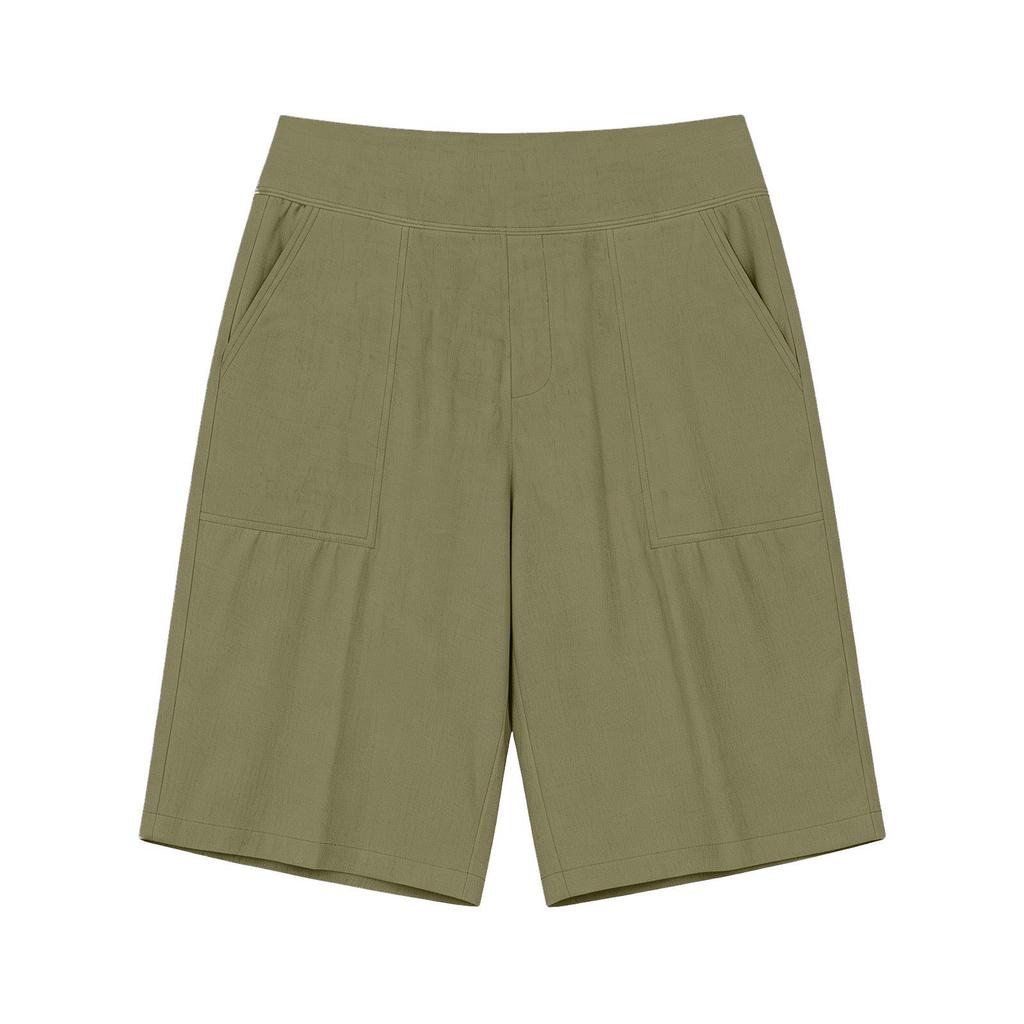 Sommer 2026 High Waist Baumwoll-Leinen Lässige Lockere Shorts mit Taschen