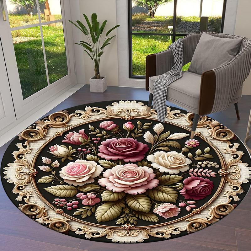 1pc Office Carpet Chair Mats Elegant Floral Medallion Perfect for Decorating Office Chairs, Living Rooms, Or Bedrooms