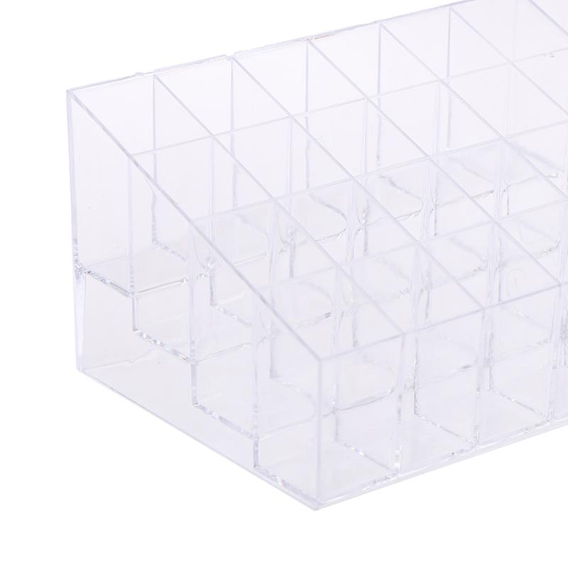 Cutie de depozitare pentru organizator de machiaj din acrilic transparent cu 24 de grile. Display pentru lac de unghii pentru ruj