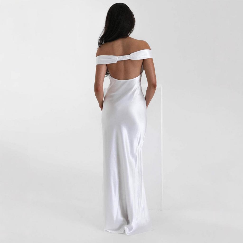 Women's Off Shoulder Satin Mermaid Evening Dress, Elegant Long Formal Gown for Party Prom, European American Style