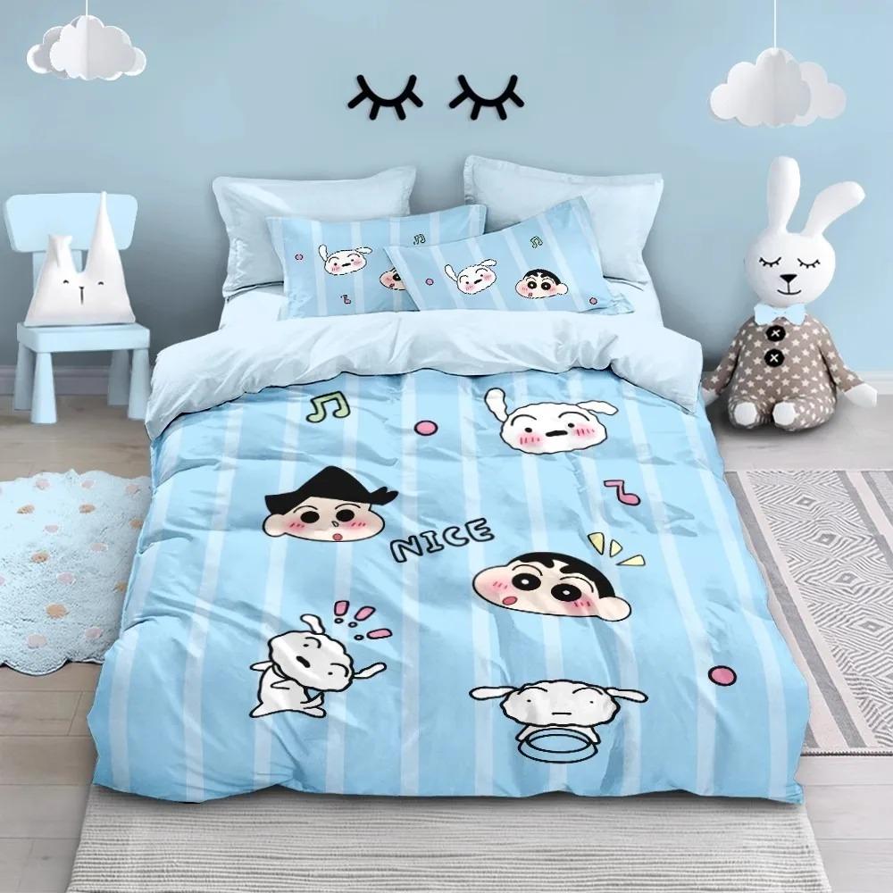 Catoon Cute Crayon ShinChans Duvet Cover Set Bedding Set Bedroom Decoration 2/3piece set Youth Kids Girl Boys Gift