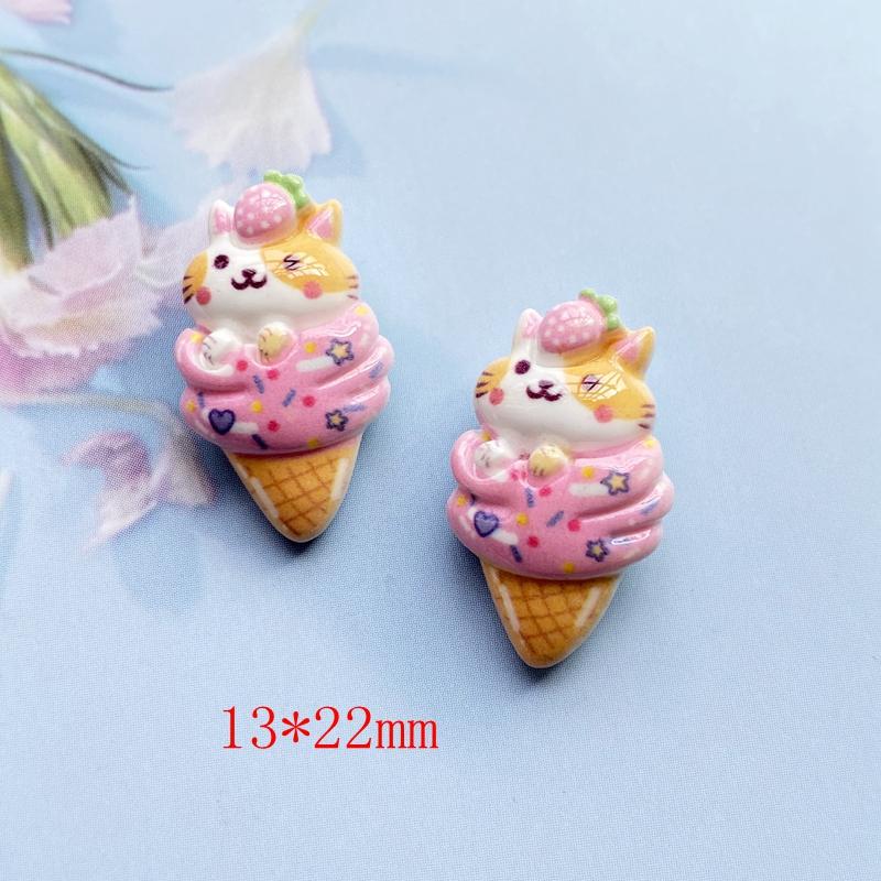 30Pcs Cute Mixed Cartoon Ice Cream/Animal Flat Back Resin Cabochons Scrapbooking DIY Jewelry Craft Decoration Accessorie H200