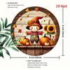HD Tin Sign Fall Scarecrow Pumpkin Sunflower Round Vintage Metal Wall Art Retro Autumn Decor