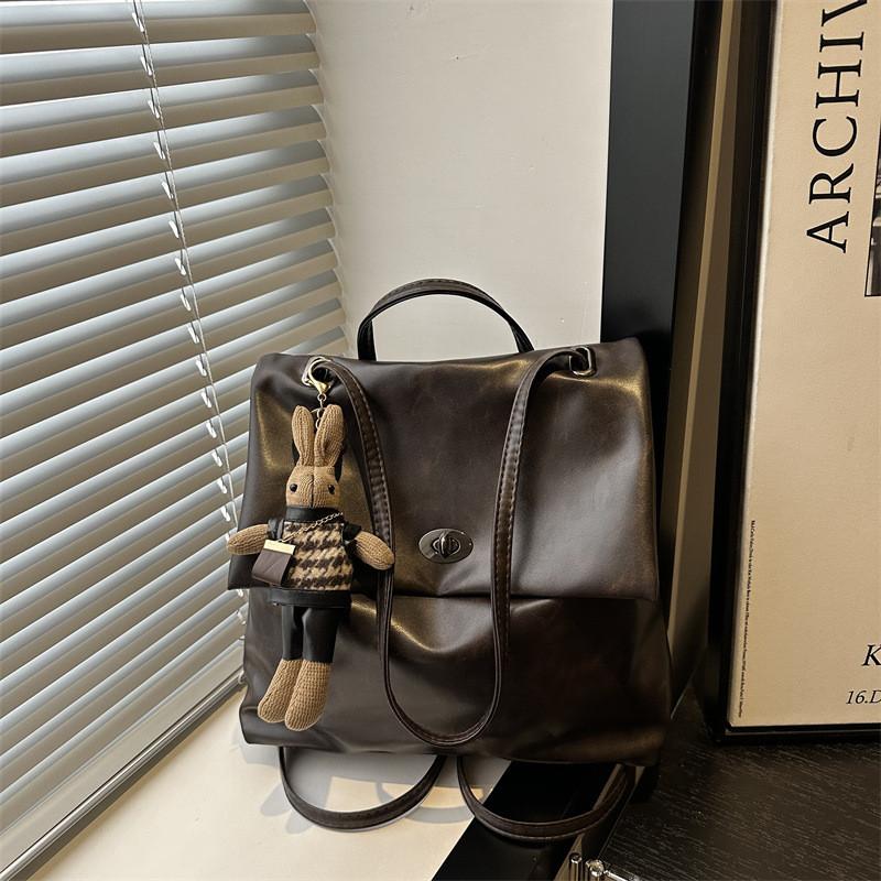 Pu Material Womens Retro Casual Backpack With Durable Wearresistant Design For Daily Use