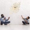 Home Clock Fashionable  Square Combination Clock Wall Decoration Clock Mirror Stickers, Mirror Wall Stickers, Suitable For Living Room, Study, Bedroom