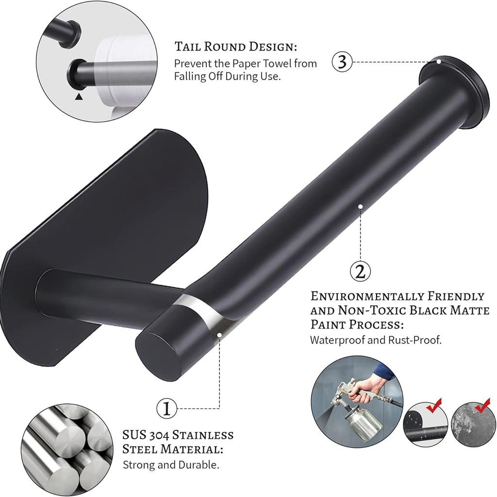 Edelstahl-Papierhandtuchhalter, selbstklebender Toilettenpapierhalter für Küche, Bad, Toilette, verlängertes Lagerregal