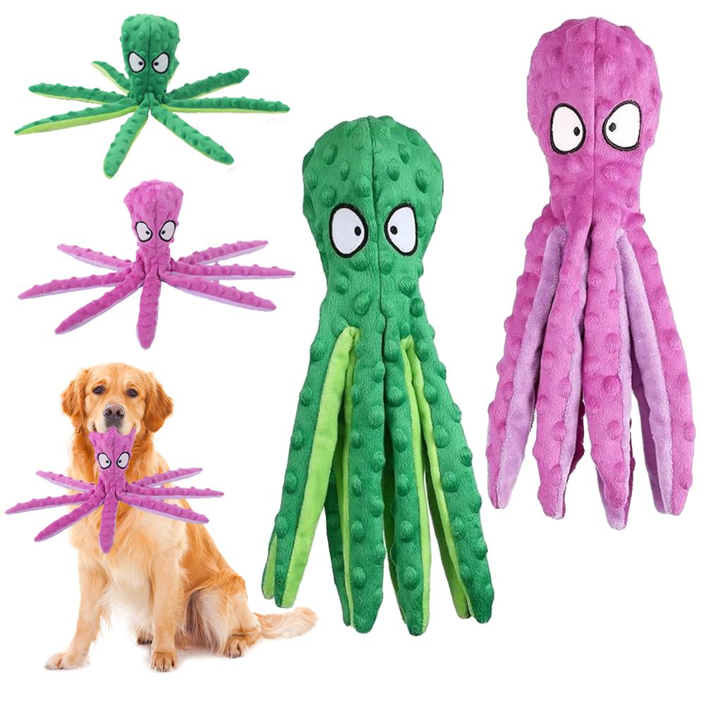 2 Pcs Octopus Shell Voice Toy Intelligent Dogs Chew Toys No Stuffing Squeaky Plush Smart Toys Bite Resist for Small Medium Dogs