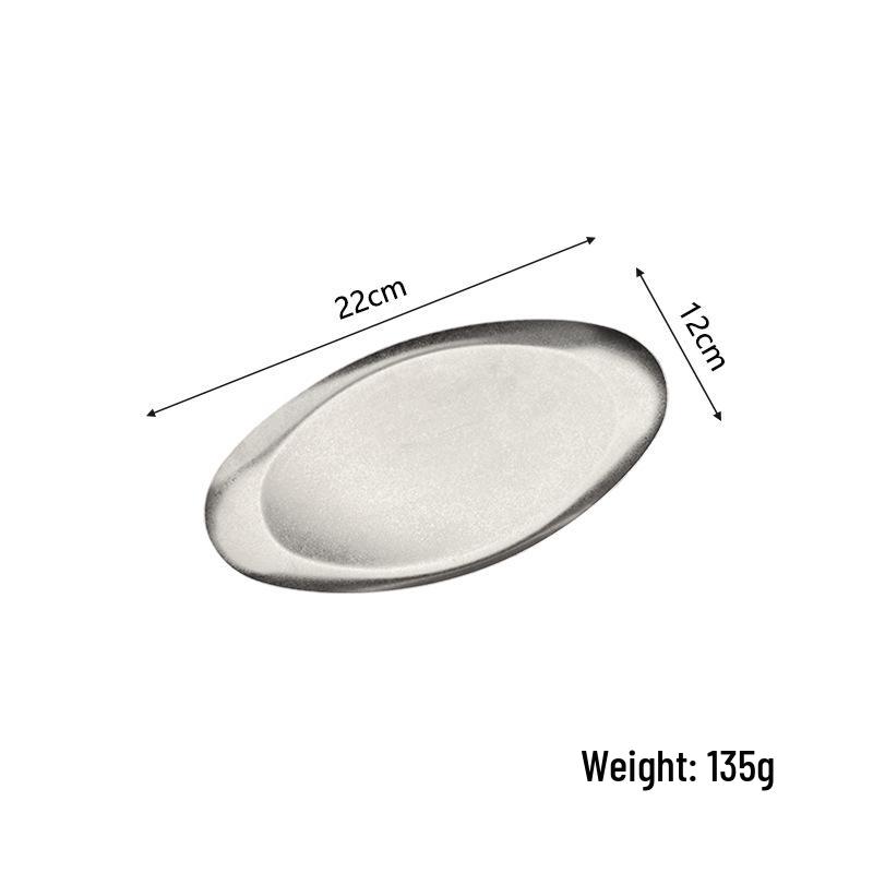 Korean Stainless Steel Egg-Shaped Plate for Desserts, BBQ, and Snacks