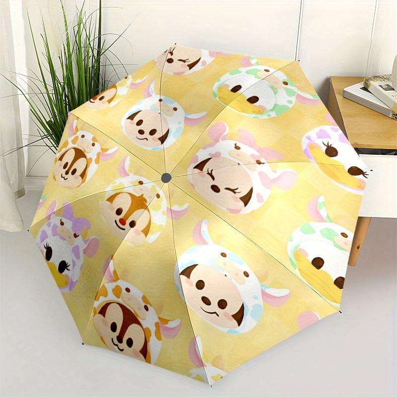 1pc Chip & Dale And Friends Home Essential Cute Cartoon Umbrella, Portable Folding Umbrella with Durable Iron Frame 8 Ribs, A0821005