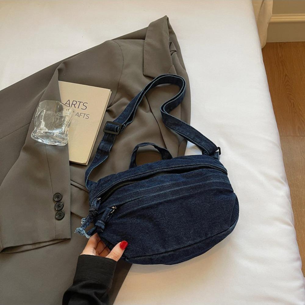 

Сумка Spicy Girl Сумка через плечо Y2K Сумка из выстиранного денима Тренд Ретро Джинсовая сумка Девочки темно-синий