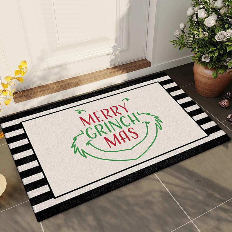 Grinch Christmas Entry Door Mat Christmas Eve Decorative Floor Mat Foot Mat Carpet