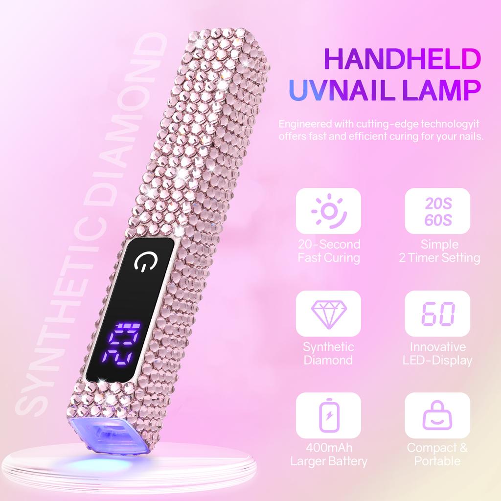 Portable Handheld Mini Nail Lamp For Gel Polish Quick Dry Flashlight Pen USB Nail Dryer Machine UV LED Nail Lamp With Diamond