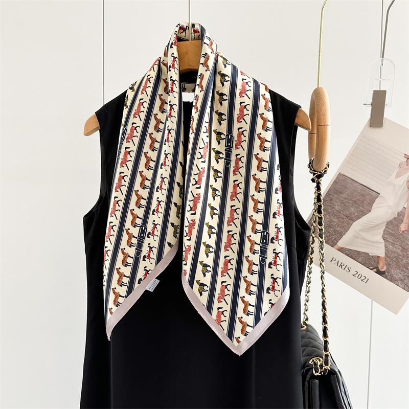 

Высококачественный шарф из 100% шелка с маленьким тотемом лошади для женщин, модный, повседневный, летний, накидка, шаль, бандана, хиджаб для женщины 65CMX65CM