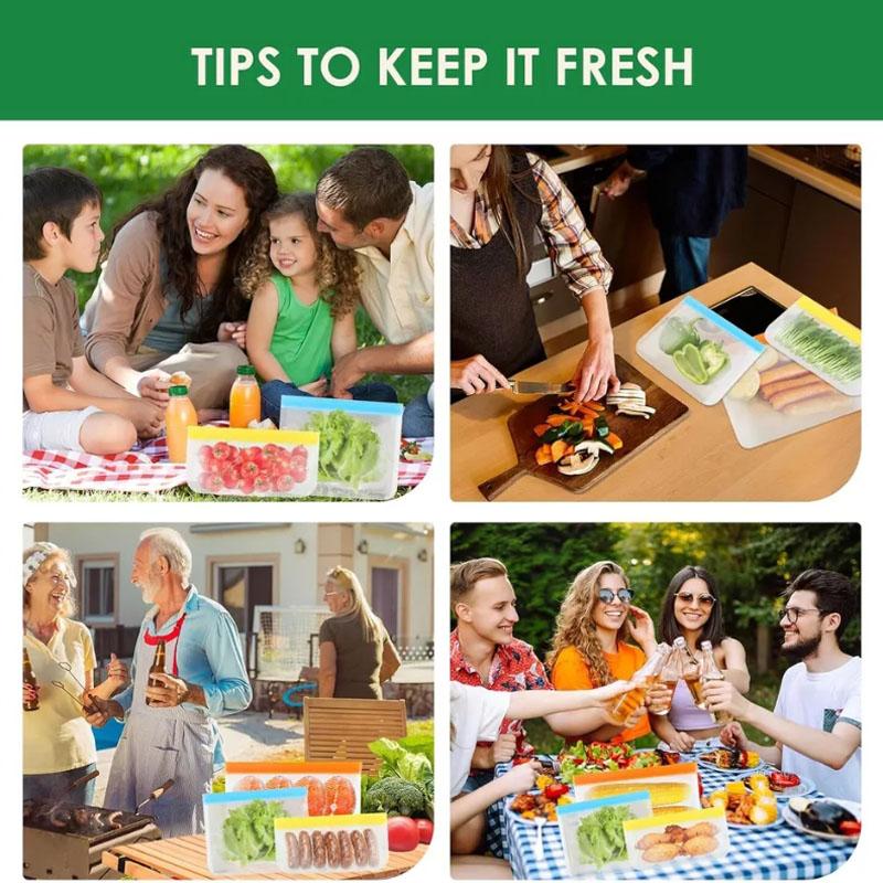 20PCS Reusable Thick Silicone Food Storage Bags Zip Lock Freezer Bag Leak Proof