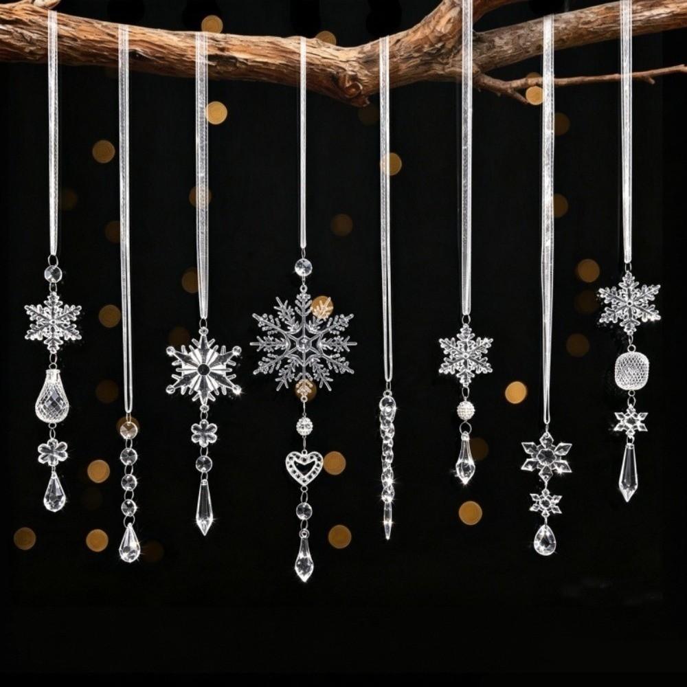 21pcs Acrylic Hanging Christmas Ornaments Transparent Christmas Decorations Holiday Home Decor