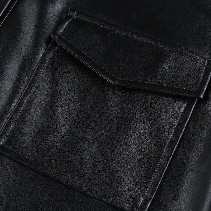 2024 Fall/Winter European & American Style Women's PU Leather Crop Jacket