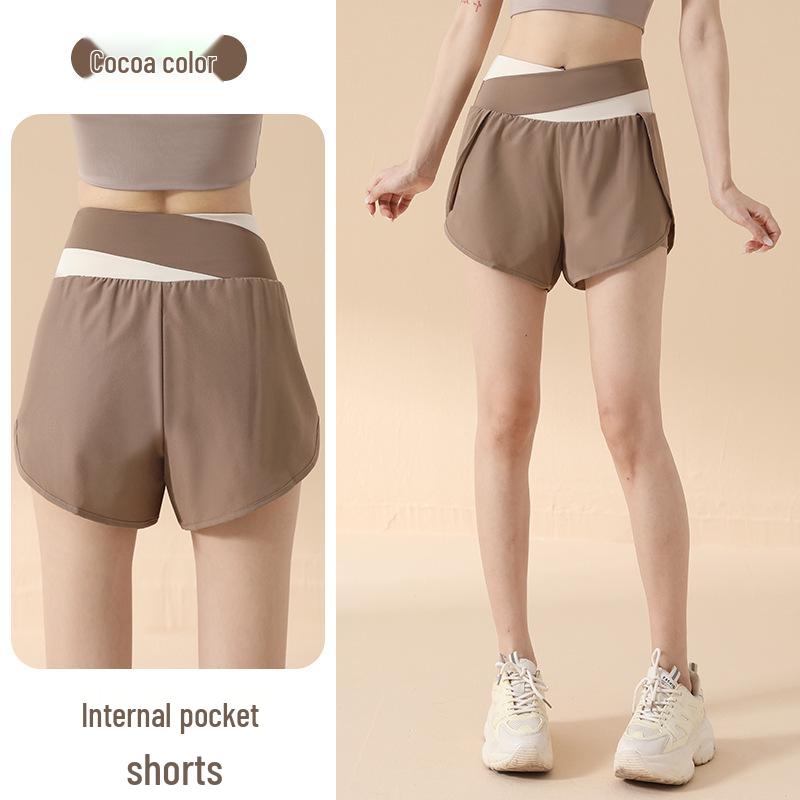 Women's 2025 High-Waisted Sports Shorts with Pockets - Hip-Lifting, Anti-Exposure, Loose Fit for Running & Yoga