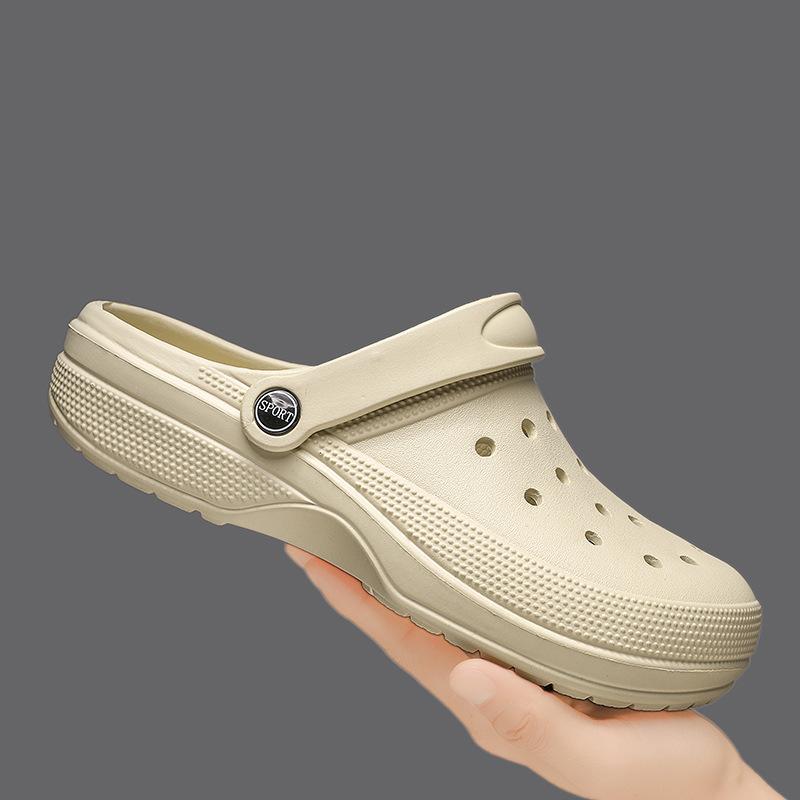 

Туфли с отверстиями мужские на мягкой подошве с закрытым носком модные сандалии трендовые мужские садовые туфли мужские пляжные туфли 45 хаки