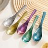 High-Quality Pure Titanium Soup & Teaspoon with Ice Flower Design - Durable, Heat-Resistant, Healthy for Home or Outdoor Use
