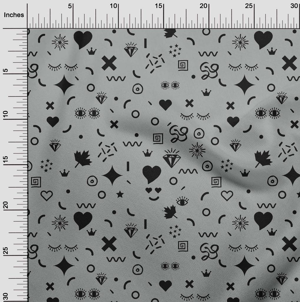 oneOone Bavlněná Flex Šedá Látka Doodle Šaty Materiál Látka Tisk Látky Po Metru 40 Palců