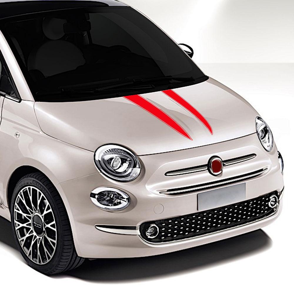 2PCS Car Hood Bonnet Stickers For Fiat 500 Abarth 595 Tuning Accessories Vinyl Film Decals Auto DIY Stripes Styling Decoration